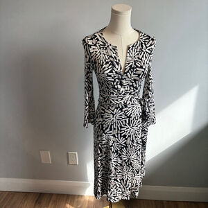 Diane Von Furstenberg Women's Melicent Wrap Dress Black & Cream, Silk Size 6